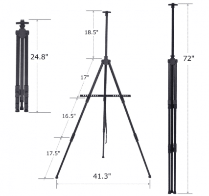 size and measurements of easel