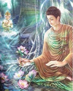 Buddha statue in Forest- Landscape Paint By Numbers