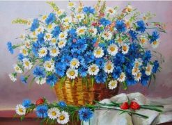 Blue and white Chamomile -  Flowers Paint By Number