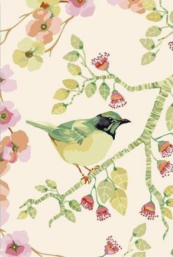 Green Bird With Flowers - Birds Paint By Number