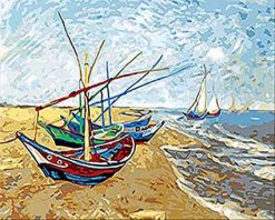 Fishing Boats Saintes Maries By Van Gogh - Seascape Paint By Number