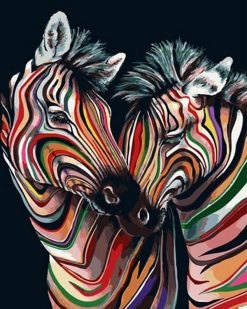 Colorful Zebra Couple - Animals Paint By Number
