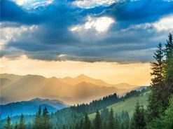Mountains Sunbeam - Landscape Paint By Number