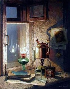 Oil lamp on Desk- Still Life Paint By Numbers