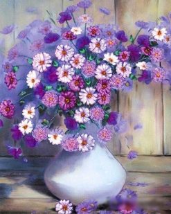 Purple Flowers In The Bottle -  Flowers Paint By Number