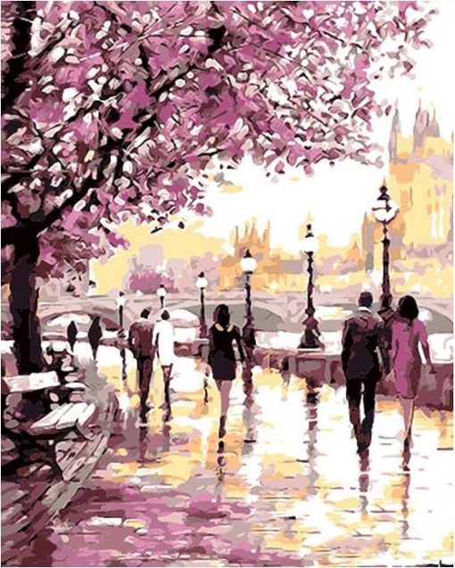 Cherry Blossoms Road Kits Wall Art Picture - DIY Paint By Numbers - Numeral Paint