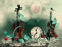 Two Violins And Alarm Clock - Still Life Paint By Numbers