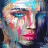 Colorful woman blue eyes adult paint by numbers