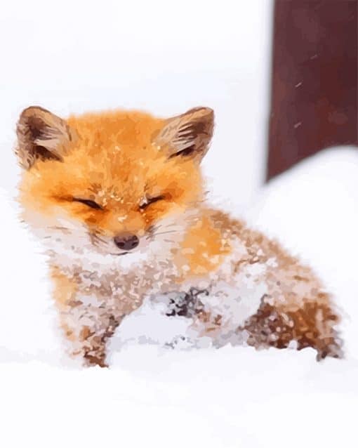 Cute Baby Fox adult paint by number