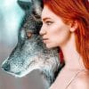 Ginger hair wolf woman adult paint by numbers