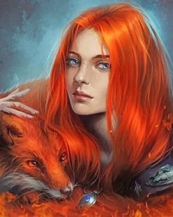 Orange fox woman adult paint by numbers