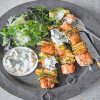 Paprika Lime Salmon Kebabs With Yoghurt adult paint by numbers