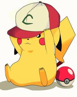 Pikachu wearing hat adult paint by numbers