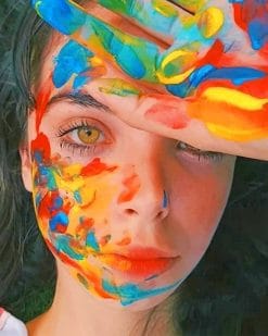 Rainbow colors girl Portrait paint by numbers