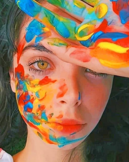 Rainbow colors girl Portrait paint by numbers