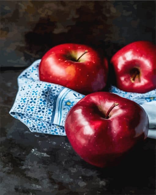 Red apples fruit still life adult paint by number