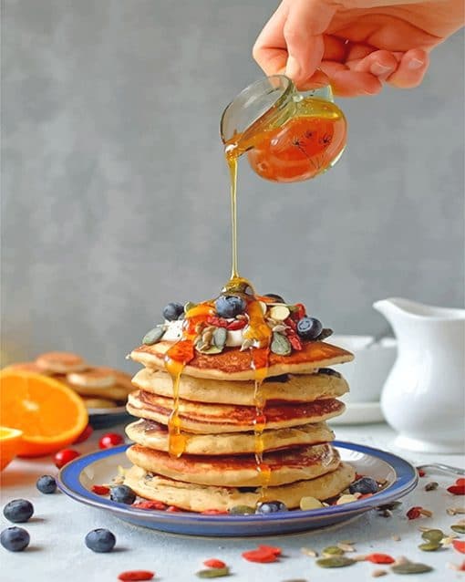 Sweet Pancake with honey adult paint by numbers