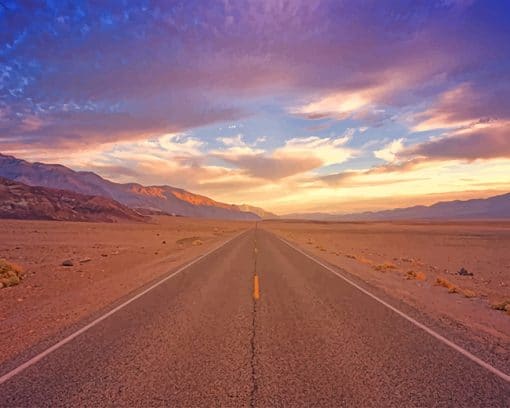 Empty Road purple Sky paint by number