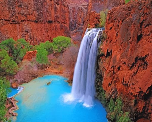 Grand Canyon Waterfall paint by number