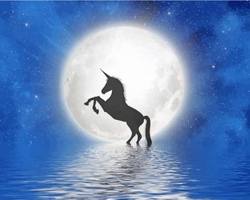 Unicorn Moon Silhouette paint by number