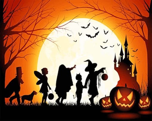 Halloween celebration silhouette adult paint by numbers