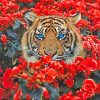 Tiger Red Flowers Paint By Numbers