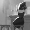 Black And White Lonely Woman Drinking Wine Paint By Numbers