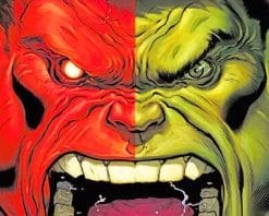 Red and Green Hulk Face paint by numbers