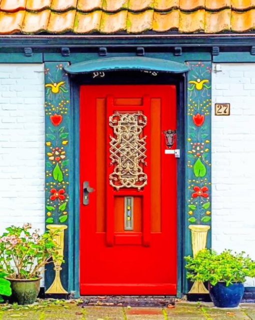 Aesthetic Red Door adult paint by numbers