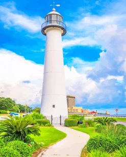 Biloxi Lighthouse in Mississipp paint by numbers