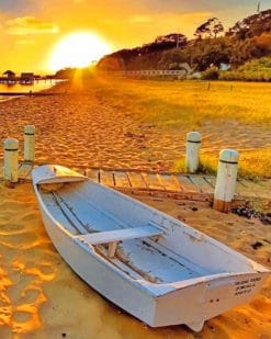 Boat On Sea Sand adult paint by numbers