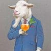 Classy Goat Drinking Juice paint by number