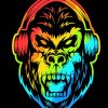 Colorful Angry Gorilla Headphones paint by number