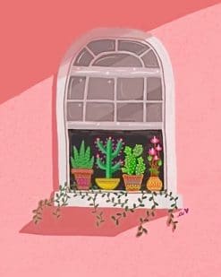 Cute Window With Plants paint By Numbers