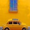 Cute yellow car adult paint by numbers