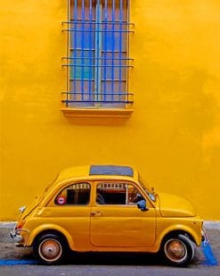 Cute yellow car adult paint by numbers