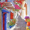 Greece Street Flowers Paint by Numbers