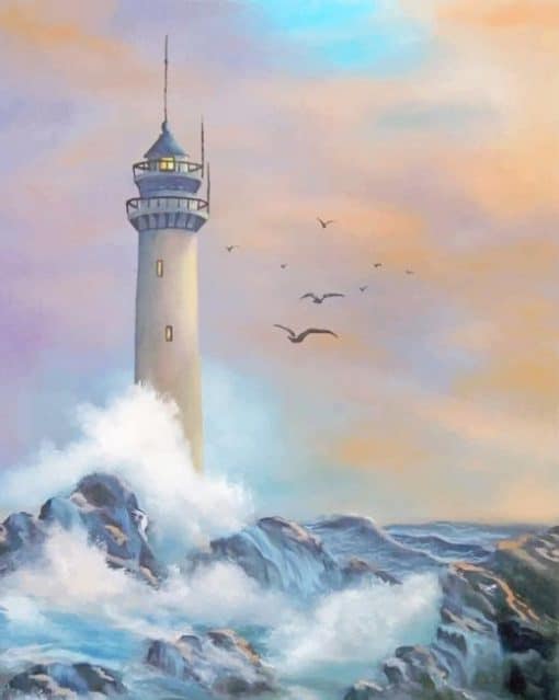 Lighthouse Waves paint By Numbers