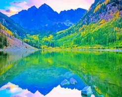 Maroon Bells Colorado USA paint by number