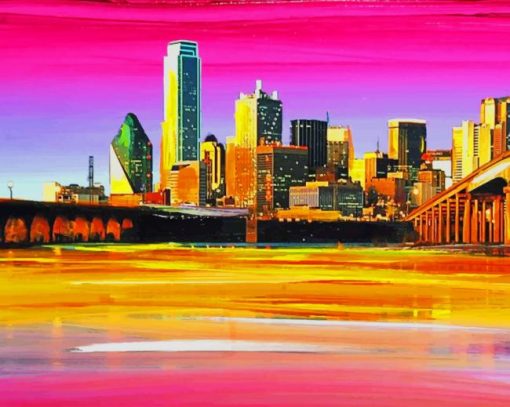 Peter Max Depicts The Dallas Skyline paint by number