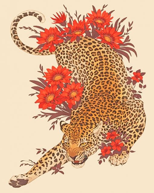 Tiger With Flowers paint by number