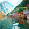 White snow hallstatt austria adult paint by numbers