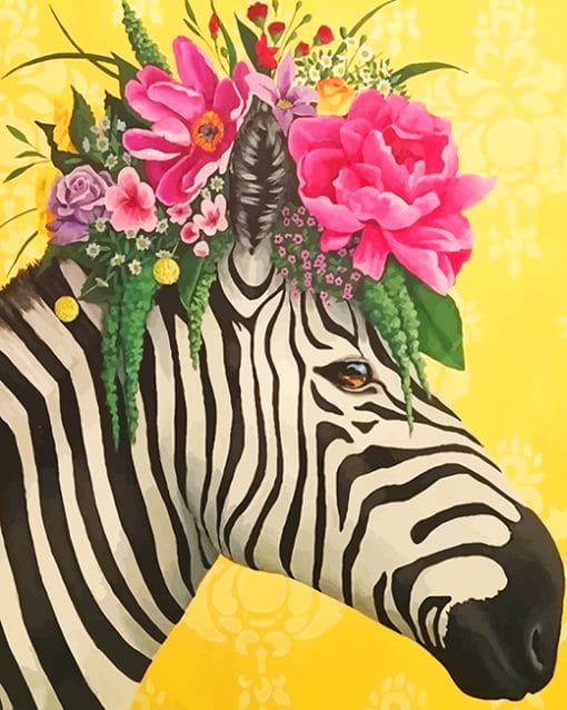 Zebra Flowers Crown paint by number