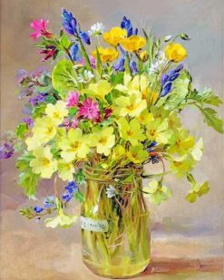 Aesthetic Yellow Vase And Flowers paint By numbers