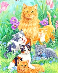 beautiful Cat family adult paint by numbers