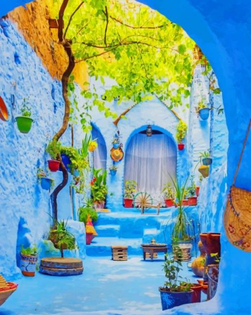 Blue City Chefchaouen paint by numbers