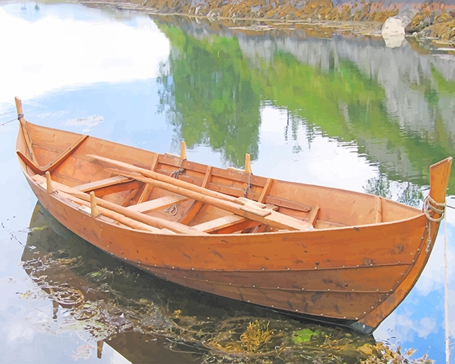 Boat on the river paint by numbers