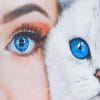 Cat Woman Beautiful Blue Eyes paint by number