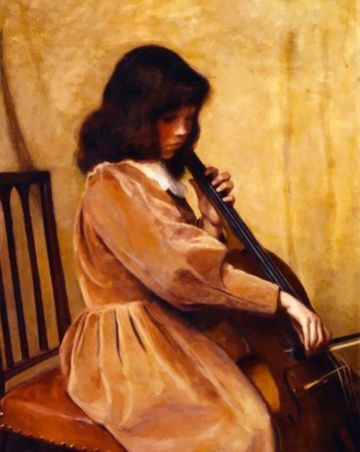 Chinese Girl Playing Cello paint by number