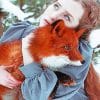 Girl Hugging Fox paint by number